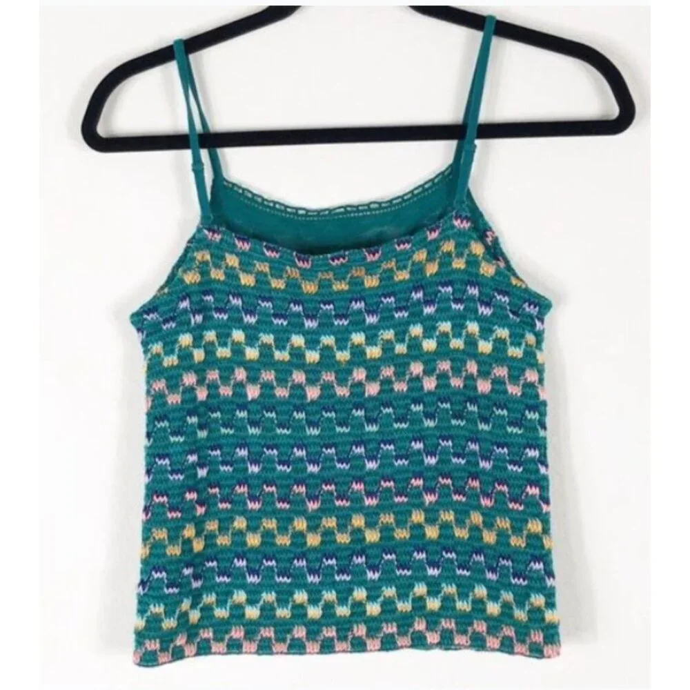 Free People Crochet Spaghetti Strap Tank Lace Bodice Boho Festival XS